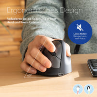 1 x RAW Customer Returns R-Go HE Ergonomic Mouse, Bluetooth 5.0, Silent wireless mouse, Compatible with Anti-RSI software, Prevent mouse arm, Rechargeable wireless vertical mouse for Windows Mac Linux, 5 buttons, Black - RRP €85.61