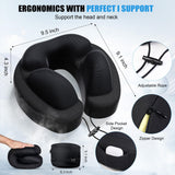 2 x RAW Customer Returns JINXIA Travel Neck Pillow, Portable Memory Foam Neck Pillow for Airplanes, Cars, Trains, Office, Breathable Fabric and Lightweight for Neck with Carrying Bag, Ear Plugs, Black - RRP €57.98