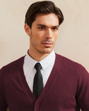 1 x RAW Customer Returns Kallspin Men s Sweater Cardigan V-Neck Wool Sweater Burgundy,XL  - RRP €45.99