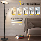 1 x RAW Customer Returns AUKZON LED floor lamp dimmable, 30W ceiling floodlight with 6W reading lamp - 2500 320LM Continuously dimmable floor lamp with 5 color temperatures for living room, bedroom, office, remote control touch control - RRP €59.48