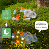 1 x RAW Customer Returns Elephant decoration with solar lamps garden figures garden decoration for outdoors elephants with succulents solar fairy lights Africa decoration living room garden gifts for mom women men balcony decoration - RRP €33.26