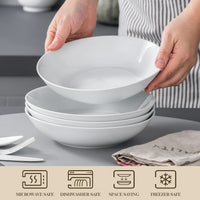 1 x RAW Customer Returns MALACASA, Regular Series, 4-Piece Pasta Plates, Soup Plates, Creamy White Porcelain Salad Plates, Serving Plates, Deep Plates for Spaghetti, Large Soup Bowl for Pasta, Soups, Salad, Fruit, 900ml - RRP €32.4