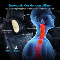 1 x RAW Customer Returns Headrest car children, soft memory foam, retractable removable neck support car seat side headrest pillow for children adults, 180 adjustable neck support car for sleeping dark brown  - RRP €26.8