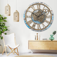 1 x RAW Customer Returns HOSTON Large Wall Clock, Wall Clock for Living Room, Real Moving Gears Wall Clock, Modern Vintage Retro Industrial Clocks for Home, Living Room, Farmhouse, Office Silver Gray, 45 CM 18 inches  - RRP €141.12