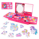 2 x RAW Customer Returns Make-up case for girls, real make-up, children s washable make-up set with unicorn stickers, Girls toys for 3-4 5-6 7 8 9 10 years - RRP €32.26