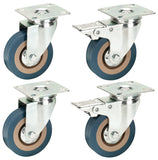 1 x RAW Customer Returns 75mm Gray Rubber Wheels with Non Marking Brakes- Top Plate Fixing Heavy Duty Casters Wheels by Bulldog Casters Max 200 kg per batch - RRP €31.99