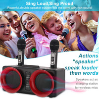 1 x RAW Customer Returns ALPOWL Karaoke Machine for Kids and Adults, Portable Bluetooth Speaker PA System with 2 UHF Wireless Microphones for Home Party, Wedding, Church, Picnic, Outdoor Indoor Black  - RRP €79.99