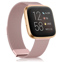 1 x Brand New AK Bracelet Compatible with Fitbit Versa 2 Fitbit Versa Fitbit Versa Lite Bracelet, Stainless Steel Metal Replacement Bracelet with Improved Magnet for Women Men Pink  - RRP €12.1