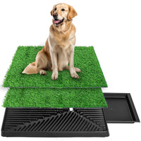 1 x RAW Customer Returns Dog toilet, dog toilet for home, balcony with tray and 2 pieces of artificial turf, puppy toilet training pad for small large older dogs, 63 51CM - RRP €56.46