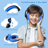 1 x RAW Customer Returns RockPapa Comfort children s headphones for school boys, headphones for children with cable, adjustable, volume control, 3.5 mm jack, HD microphone, over-ear children s headphones for school travel PC, black blue - RRP €17.39