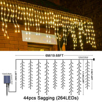 1 x RAW Customer Returns JIMACRO Solar Outdoor String Lights, 8M 264 LED Curtain Fairy Lights, 44Pcs 0.7M 0.5M Waterproof Solar Decoration Lights Garland, LED Solar Fairy Curtain Lights Christmas Outdoor - RRP €33.71