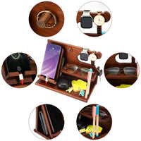 1 x RAW Customer Returns BELLE VOUS Docking Station with Wooden Cell Phone Holder - Wooden Pocket Tray for Bedside Coffee Table - Desk Organizer for Wallet, Watch, Keys and Gadgets - Gift Ideas for Men - RRP €26.99