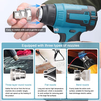 1 x RAW Customer Returns Weytoll Hot Air Gun 21V, Cordless Hot Air Blower, 2 21V 1300mAh Battery, With LED Work Light, Five Protective Layers, Mini Hot Air Blower, High Performance Heating Machine, with 3 Nozzles - RRP €78.98