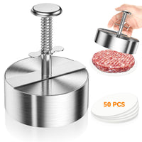 1 x Brand New HOOMIL Burger Press, Stainless Steel Burger Smasher with 50 Sheets of Baking Paper for Hamburger Press, Grill, Meat, Non-Stick Burger Pattie Press 4.3 Inches  - RRP €20.4