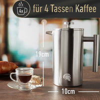 1 x RAW Customer Returns Barista Legends French Press stainless steel coffee maker 1 liter - double-walled thermal coffee press for permanently fresh filter coffee - also suitable as a coffee maker for coffee when camping  - RRP €37.21