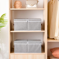 1 x RAW Customer Returns YheenLf Storage Box with Handles, Foldable Fabric Storage with Lid, Storage Boxes for Books, Clothes, White, Pack of 3, 41x25x16.5cm - RRP €34.27