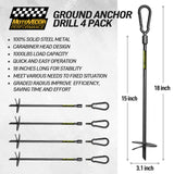 4 x Brand New Motovecor Black Ground Anchor 18 inches in length and 9 mm thick in diameter, heavy duty ground anchor for tents, canopies, trampolines, sheds, car ports, swing sets Ground Anchor Drill 4 Pack  - RRP €132.2