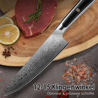 1 x RAW Customer Returns Sunnecko 20cm Damascus Knife Chef s Knife Kitchen Knife - Sharp Knife Made of Damascus Steel, Kitchen Knife with Ergonomic Handle - RRP €73.99