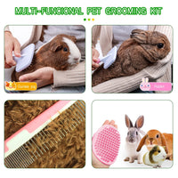 1 x RAW Customer Returns Small Animal Grooming Kit with Pet Shedding Brush, Bath Massage Glove, Pet Grooming Comb, Nail Clippers for Rabbit Guinea Pig Puppy Cat Kitten Hamster Ferret Pink  - RRP €13.34