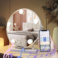 1 x RAW Customer Returns Meidom Bluetooth makeup mirror with lighting, 30CM, 3 color temperature light, 360 rotatable round LED makeup mirror with 5 dimmable LEDs, memory function dressing table mirror, white - RRP €43.36