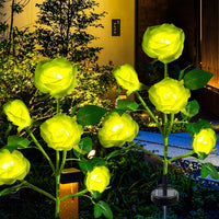 1 x RAW Customer Returns XVZ Solar Garden Stake for Outdoor Garden, 2 Pack LED Rose Solar Lamps with Larger Flower and Wider Waterproof Solar Panel, Solar Flowers for Lawn Patio Path Balcony Decoration - Yellow - RRP €22.98