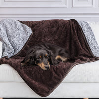 1 x Brand New Pattepoint Waterproof Dog Blanket 130 x 145 cm Washable Dog Seat Car Back Seat Travel Blanket, Large Slipcover Car Seat Microfleece Soft Piss-proof, Pet Blanket for Puppies Kitty Cats - Coffee - RRP €20.4