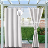 1 x RAW Customer Returns Clothink Outdoor Curtains Velcro 132x245cm Grey-White 2 Pieces Balcony Curtain Loops Opaque Privacy UV Protection Against Weather Garden Balcony Yard - RRP €43.31