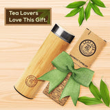 1 x RAW Customer Returns LeafLife tea bottle with strainer to go - 500ml tea infuser made of bamboo - tea bottle to go for tea leaves coffee - keeps hot cold for 12 hours - tea gift - mom gift - RRP €19.16