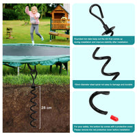 1 x RAW Customer Returns 4 pieces ground anchors, 10-piece set made of 1 cm stainless steel for screwing in ground anchor trampoline set with 4 adjustable straps, 1 drilling adapter, 1 turning aid for trampoline, swing, gazebo, party tent - RRP €36.99