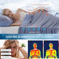 1 x RAW Customer Returns Marchpower cooling blanket 150 x 200cm, light summer blanket with Japanese Arc-Chill Q-Max 0.5 cooling fibers, absorbs body heat, 2 in 1 double-sided children s blanket, sofa blanket, travel blanket - blue - RRP €54.99