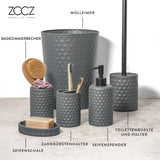 1 x RAW Customer Returns ZCCZ Bathroom Set - 6 Pieces - Bathroom Organizer with Toilet Brush, Trash Can, Toothbrush Holder, Soap Dispenser, Soap Dish, Cup - Elegant Bathroom Decoration, Gray Hexagon Pattern - RRP €45.99