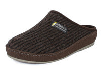 1 x Brand New SCHAWOS men s felt slippers 6030 with footbed, solid sole, non-slip dark brown, 41 EU, numeric 41  - RRP €49.95