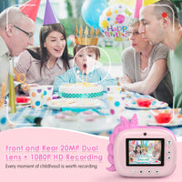 1 x RAW Customer Returns HiMont Children s Camera Instant Camera, Digital Camera for Children with Printing Paper 32G TF Card, Video Camera with Colored Pens Funny Accessories, Gift for Children 3-14 Years Pink  - RRP €55.99