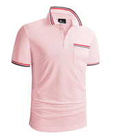 1 x Brand New JACKETOWN Polo Shirt Men s Short Sleeve Regular Polo Shirt Men Quick-Drying Casual Sport Shirt Outdoor T-Shirts with Glasses Holder Button Placket Breathable Polo Shirts 2412-Light Pink-L  - RRP €34.2