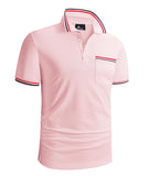 1 x Brand New JACKETOWN Polo Shirt Men s Short Sleeve Regular Polo Shirt Men Quick-Drying Casual Sport Shirt Outdoor T-Shirts with Glasses Holder Button Placket Breathable Polo Shirts 2412-Light Pink-L  - RRP €34.2