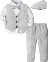 1 x RAW Customer Returns mintgreen Baby Boy Clothes Formal Blazer with Berets, Light Gray, 2-3 Years, 100 - RRP €44.9