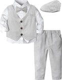 1 x RAW Customer Returns mintgreen Baby Boy Clothes Formal Blazer with Berets, Light Gray, 2-3 Years, 100 - RRP €44.9