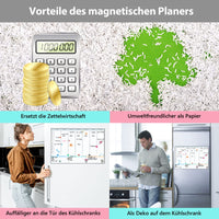 1 x RAW Customer Returns POPRUN Magnetic Whiteboard Weekly Planner Wipeable Family Planner Planning Board Household Plan Magnetic Board Refrigerator Children Reward Board Timetable for Office and School 43 x 28 cm in German - RRP €16.99