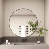 1 x RAW Customer Returns LIGHTEN Round mirror 40cm with gold metal frame HD wall mirror made of glass for bathroom, dressing room or living room make-up mirror - RRP €35.28