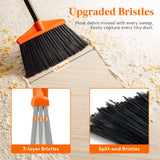 1 x RAW Customer Returns Lifewit Outdoor Indoor Heavy-Duty Broom, Commercial Broom with 1.35m Long Extendable Handle, Household Angle Corner Broom for Patio, Garage, Upper Deck, Lobby, Yard, Orange - RRP €16.76