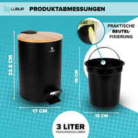 2 x RAW Customer Returns Lubur cosmetic bin 3L - practical bathroom waste bin with bamboo lid - small waste bin for bathroom and toilet - non-slip hygiene bin - black cosmetic waste bin with soft close soft-close mechanism - RRP €44.28