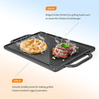 1 x RAW Customer Returns GFTIME cast iron grill plates 41.8 X24cm for oven, stove grill, wood-burning grill, cast iron reversible grill plates, cast iron grill plate, cooking grill grill pan 2 in 1 reversible griddle grill, 1 pack - RRP €41.17