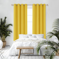 1 x RAW Customer Returns Deconovo Blackout Curtains with Eyelets for Living Room Opaque Curtains Modern Curtains for Children s Room Thermal Insulated, 290 x 140 cm Height x Width , Mustard Yellow, Set of 2 - RRP €51.49