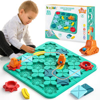 1 x RAW Customer Returns burgkidz Logical Road Builder for Children, Logic Puzzle Maze Board Games with Car Pull Back and Marbles, Brain Games Children s Toy Gift for 4 5 6 7 8 Year Old Boys Girls - RRP €23.99