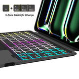 1 x RAW Customer Returns ROOFEI Keyboard Case for iPad Pro 11 inch M4 2024 Removable Magnetic Keyboard with Touchpad 3-Zone 7-Color Lighting - Wireless German QWERTZ Layout Keyboard for 2024 iPad Pro 11 M4 - RRP €69.98