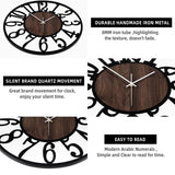 1 x RAW Customer Returns HAITANG Large Wall Clocks for Living Room - 50cm Silent Non-Ticking Black Metal Clocks for Dining Room Bedroom Kitchen Battery Operated Wooden Wall Clock - RRP €46.27