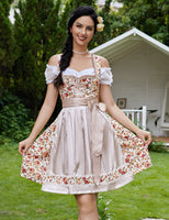 1 x RAW Customer Returns Clearlove Dirndl ladies midi 3-piece traditional dress for Oktoberfest, Carnival, THREE pieces dress, blouse, apron REUSABLE packaging , flowers, 36 - RRP €72.99