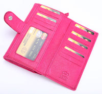 1 x RAW Customer Returns irisaa women s leather wild wallet, long wallet, RFID protection 21 card slots, large wallet, vintage design used look, women s bag soft pink - RRP €30.16