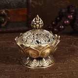 1 x RAW Customer Returns 2 Colors Vintage Backflow Smoke Brass Incense Burner Lotus Stick Cone Holder Home Decoration Accessories Bronze  - RRP €13.39