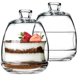 1 x RAW Customer Returns CRYSTALIA Glass Dessert Bowls with Dome Set 2, 255ml, 100 LEAD-FREE, Wedding Favor, Patisserie Container with Lid, Glass Dome Cloche Bell for Desserts, Glass Biscuit Holder - RRP €19.04